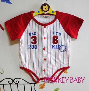 【MONKEY BABY 】男童棒球裝短袖包屁衣/連身衣