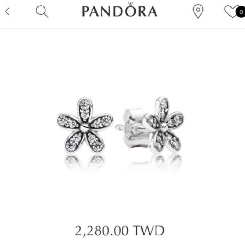 （全新正貨）PANDORA 花型耳環(原價： 2280）