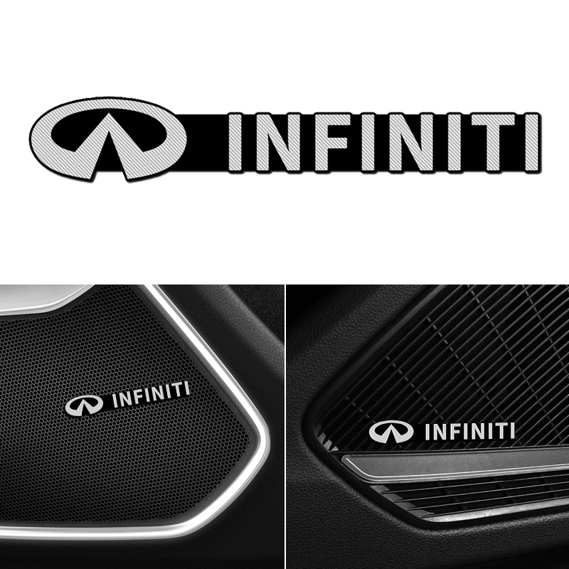 4 個 Infiniti 汽車立體聲裝飾 3D 鋁貼紙適合 FX35 Q50 Q30 ESQ QX50 QX60 QX7