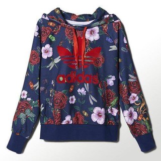 Adidas Roses Rita Ora 藍紅 玫瑰花 花朵 帽T 連帽 愛迪達 帽TEE s11815