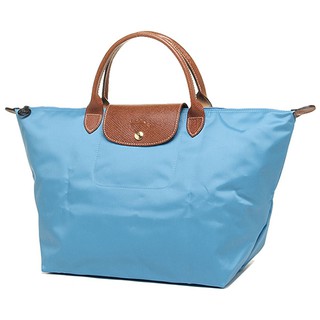 【巴黎王子1號店】《Longchamp》Le Pliage 摺疊款 水藍色 M號短帶 水餃包 手提包~現貨