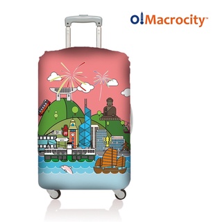 [文創品牌MACROCITY] 🇭🇰行李箱保護套'香港城市' 嚴選彈性厚度280Gsm/防水/抗皺/耐磨/防刮/防塵