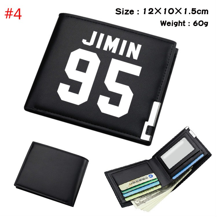 Bts Jimin Rm Jin 3d 學生時尚休閒卡通短黑卡錢包禮物 蝦皮購物