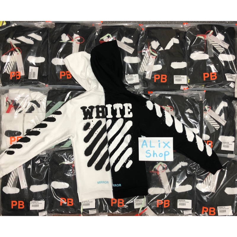 Off-White 🚹🚺男女 可穿 潑漆 斑馬紋  黑色連帽外套 。