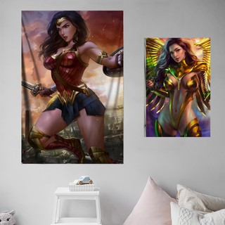 DC女英雄神力女超人同人漫畫18禁海報裝飾掛布 蓋兒·加朵成人性感系列特寫掛佈家精美圖案掛畫周邊裝飾防水背景佈易折疊收藏
