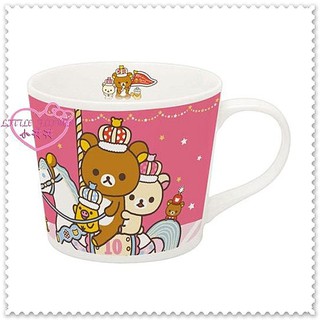 ♥小花花日本精品♥ Hello Kitty 日本製10周年限定拉拉熊懶熊旋轉木馬陶瓷馬克杯