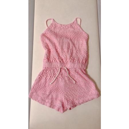 ［二手］ZARA夏季女童細肩帶 粉紅棉質連身褲 連身衣