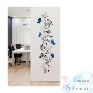 Wall Art 無痕壁貼 現貨 室內設計 不傷牆面 展覽 布置 創意 DIY 客廳裝飾 藤蔓 蝴蝶 藍色圖騰 8258 #1