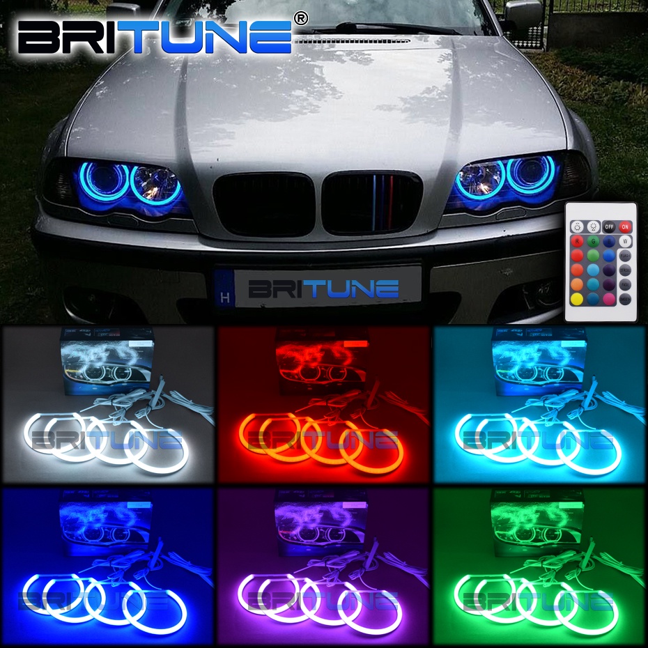 爆亮RGB變色七彩LED光圈天使眼 寶馬BMW E46 E38 E39 E36專用直上 棉光霧面罩 SMD LED日行燈