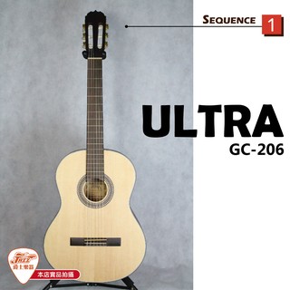 【爵士樂器】原廠公司貨保固 ULTRA GC-206 雲杉單板 古典吉他 39吋 附琴袋背帶PICK