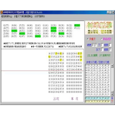 神準數學：Win004 多重次分析法，不出牌預測開獎走勢圖，適用六合彩/威力彩/大樂透/今彩539/美國天天樂 算牌程式