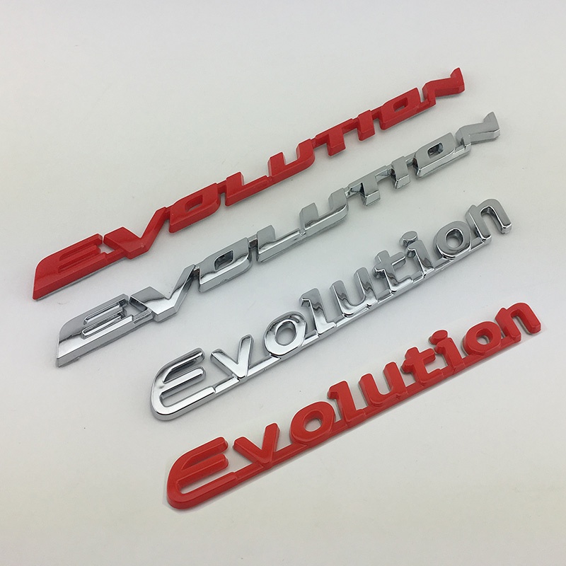 MITSUBISHI Evolution 三菱藍瑟EVO 後車標字母徽章車背貼車身徽章裝飾銀紅色碳纖維款式