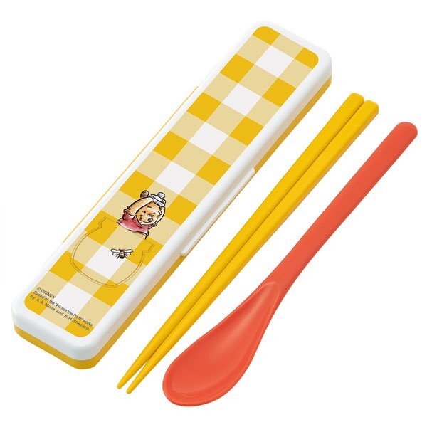 【現貨-日本SKATER】日本製 迪士尼小熊維尼 抗菌餐具組 筷子湯匙組 兒童餐具 環保餐具