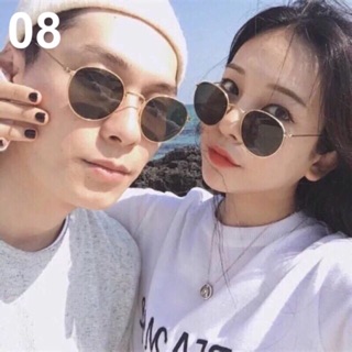 太陽眼鏡 墨鏡 韓國ulzzang原宿復古情侶墨鏡黑色金邊墨鏡個性復古小圓框男女墨鏡太陽眼鏡圓臉 圓框