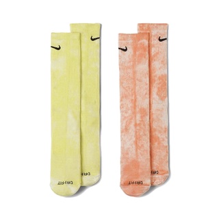 Nike 襪子 Everyday Plus Crew 男女款 黃橘 長襪 渲染 兩雙入【ACS】 DM3407-904