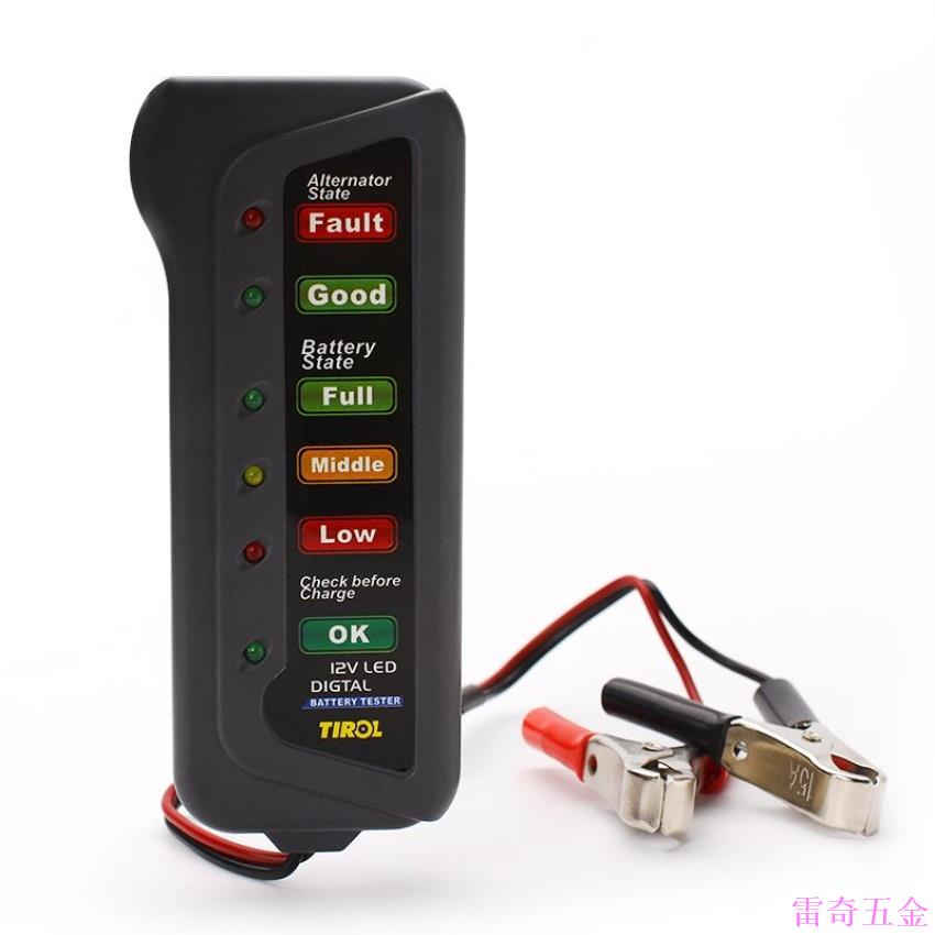 【雷奇五金】1個 汽車 機車 電瓶 電壓錶 蓄電池檢測器 電瓶檢測器 6-LED顯示屏