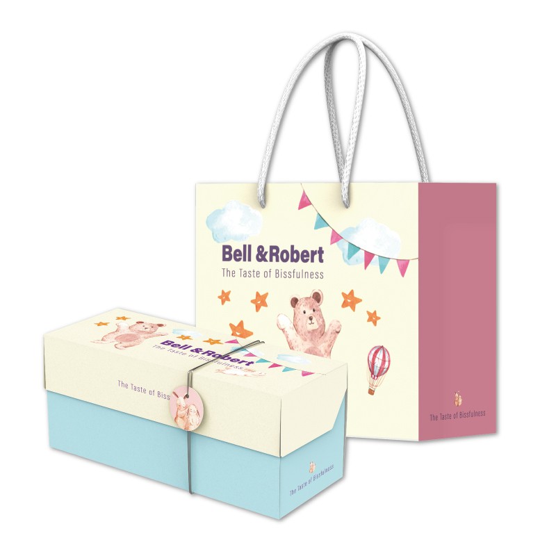 彌月蛋糕盒-貝兒與羅伯特 蛋糕盒 長條蛋糕盒 手提盒 瑞士捲盒 禮盒 麵包盒  蛋糕盒 禮盒 點心盒 包裝盒