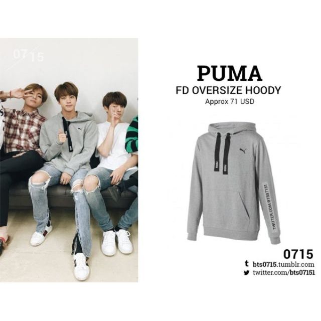 PUMA FD OVERSIZE HOODY長袖帽T 防彈少年 