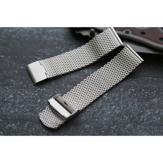 超值不鏽鋼"粗線"mesh 20mm 米蘭網帶不鏽鋼製直身錶帶 seiko MONDAINE +保險扣