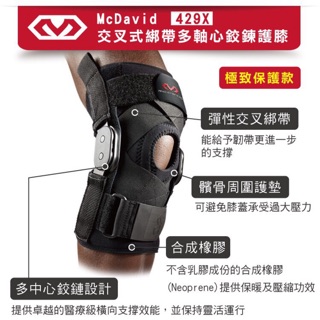 高雄實體店面！美國麥大衛McDavid 429X交叉綁帶多軸心鉸鏈護膝