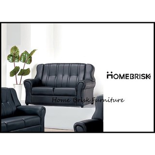 【宏興HOME BRISK】裡恩2人座黑色透氣皮沙發，臺北、桃園、基隆市區免運費，《YI新品24》