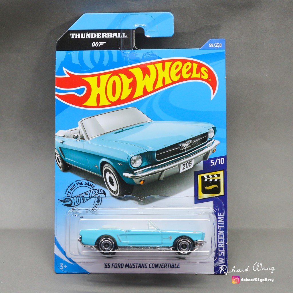 HotWheels '65 Ford Mustang Convertable 風火輪 007 龐德 原裝卡盒 全新未拆