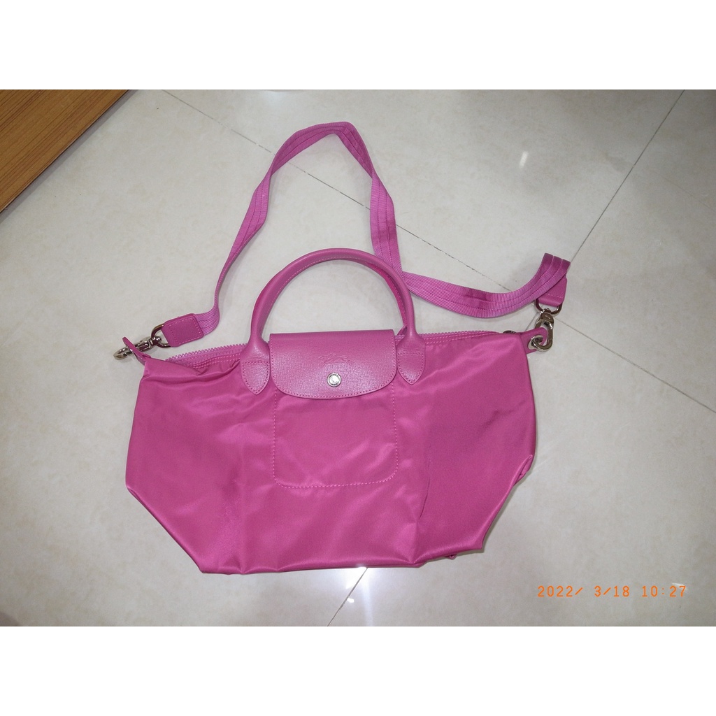 全新正品 LONGCHAMP M號 紫色加厚背帶