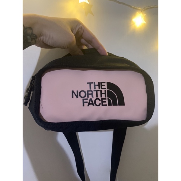 北臉The north face 粉紅色斜背包 腰包