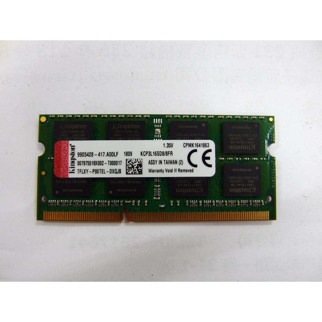 金士頓 Kingston DDR3L-1600 8GB 品牌筆電專用(低電壓)記憶體 (KCP3L16SD8/8FR)