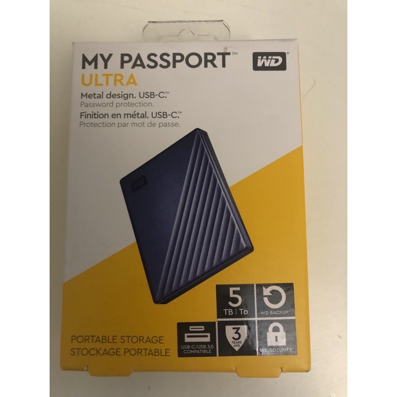 WD My Passport Ultra 5TB USB-C 2.5吋行動硬碟 星耀藍