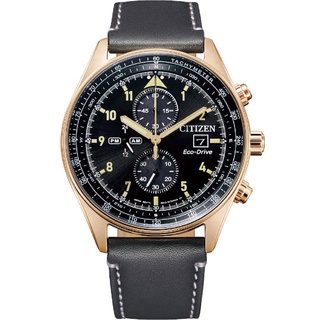 CITIZEN星辰 CA0773-15E 亞洲限定款 大錶徑光動能計時鋼帶錶金殼/黑面 42.5mm