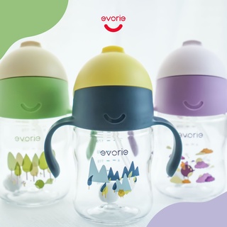 【evorie】Tritan 360度防漏吸管學習水杯200ml(6m+) 雙色款 /澳洲獲獎設計/嬰兒學飲杯