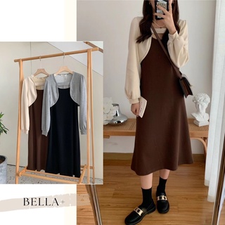 BELLA+🆕早春小性感少女連衣裙洋裝小外套拼接配色連身洋秋冬新款臺灣現貨甜系吊帶裙