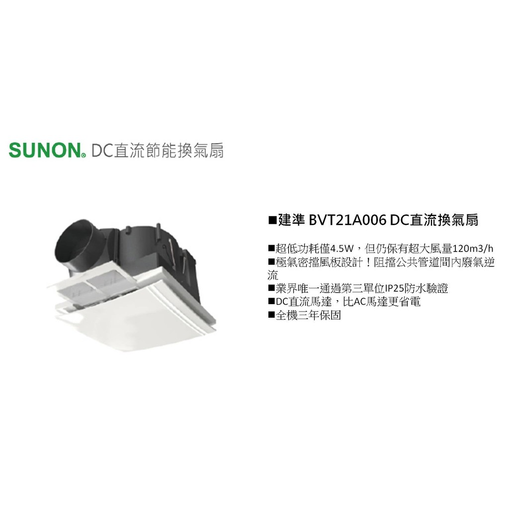 【超值精選】建準 SUNON 換氣扇 BVT21A006 有濾網|浴室換氣扇|全電壓|DC直流變頻|公司貨|保固三年