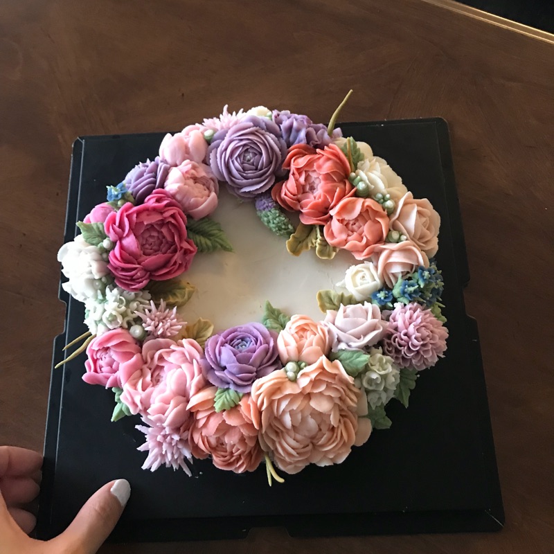 韓式豆沙裱花蛋糕8吋 蝦皮購物