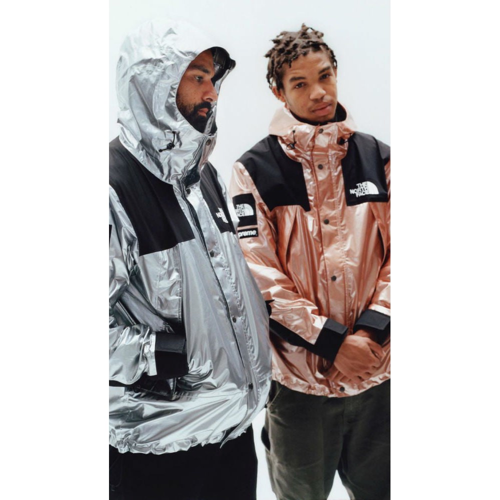 supreme x north face metallic jacket