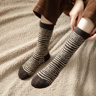 女襪 條紋加厚羊毛襪 冬季保暖 時尚韓版襪 ins原宿潮 個性馬丁靴襪 復古襪子