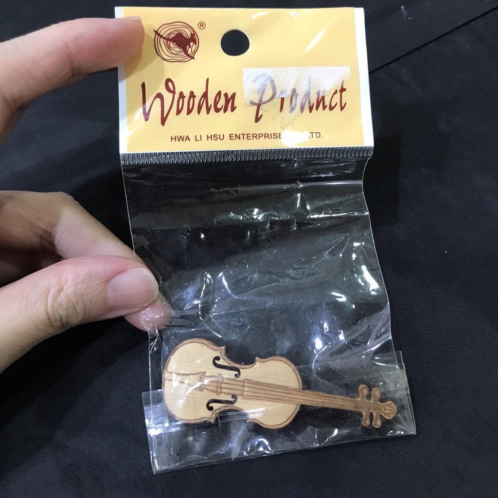 木頭小提琴別針 胸章 木製 提琴 中提琴 大提琴 擺飾