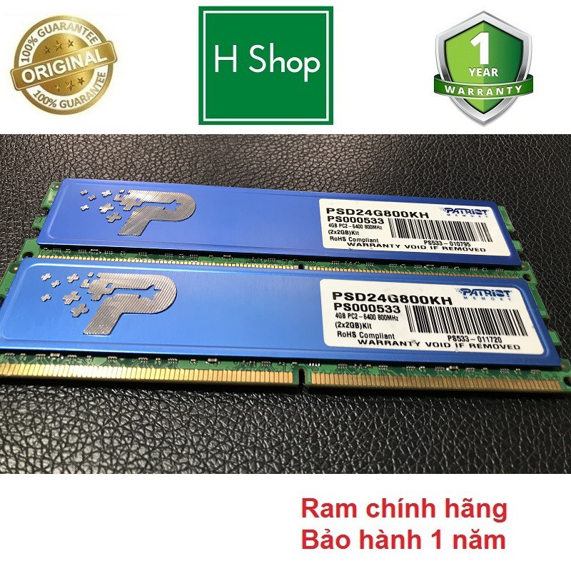 Ram DDR2 (PC2) 4Gb 總線 800-6400U 套件 (2x2gb),正品愛國者,