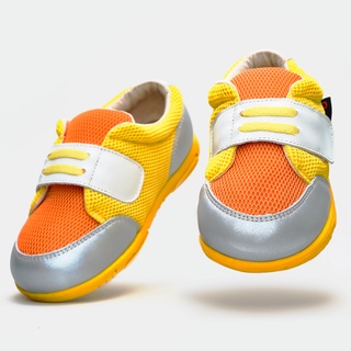 【be*U 手工鞋】黃橘運動網布 真皮數位童鞋(13.5~19.3公分) | MIT 手工鞋 皮鞋 訂做鞋