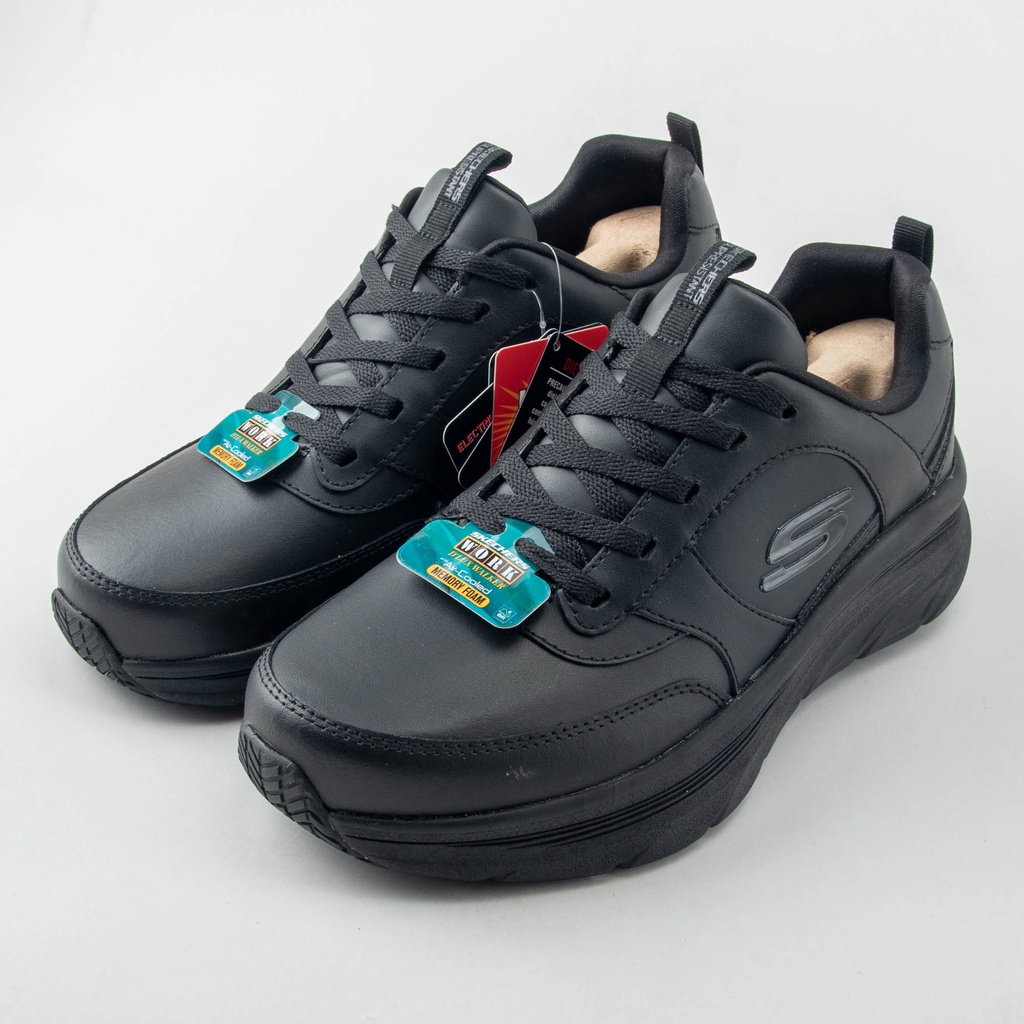SKECHERS 男皮質 工作鞋 D'LUX WALKER SR 寬楦 舒適 全黑 休閒鞋  200102WBLK 現貨
