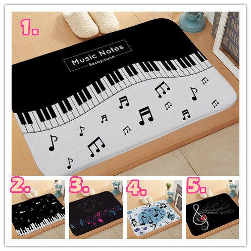 鋼琴音符圖案珊瑚絨地墊腳墊居家裝飾防滑門墊地毯地墊北歐風格腳踏墊浴室地墊進門地墊臥室門墊腳墊廚房地毯