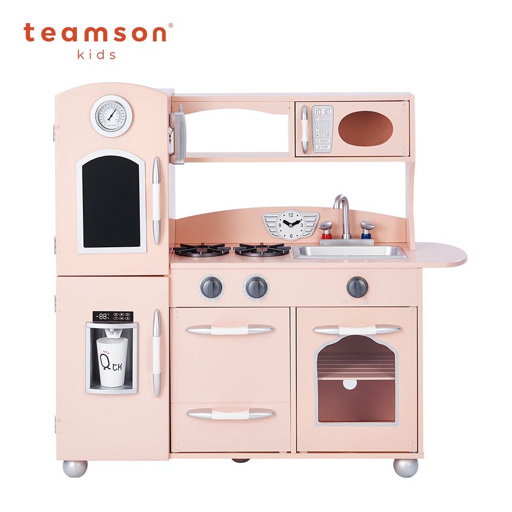 Teamson 奧蘭多北歐風木製廚房玩具-粉色