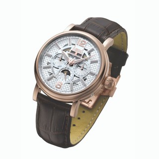 愛彼特ARBUTUS AR714RWF 三眼設計機械錶 多功能機械錶 真牛皮啡色錶帶 玫瑰金配色 原廠公司貨