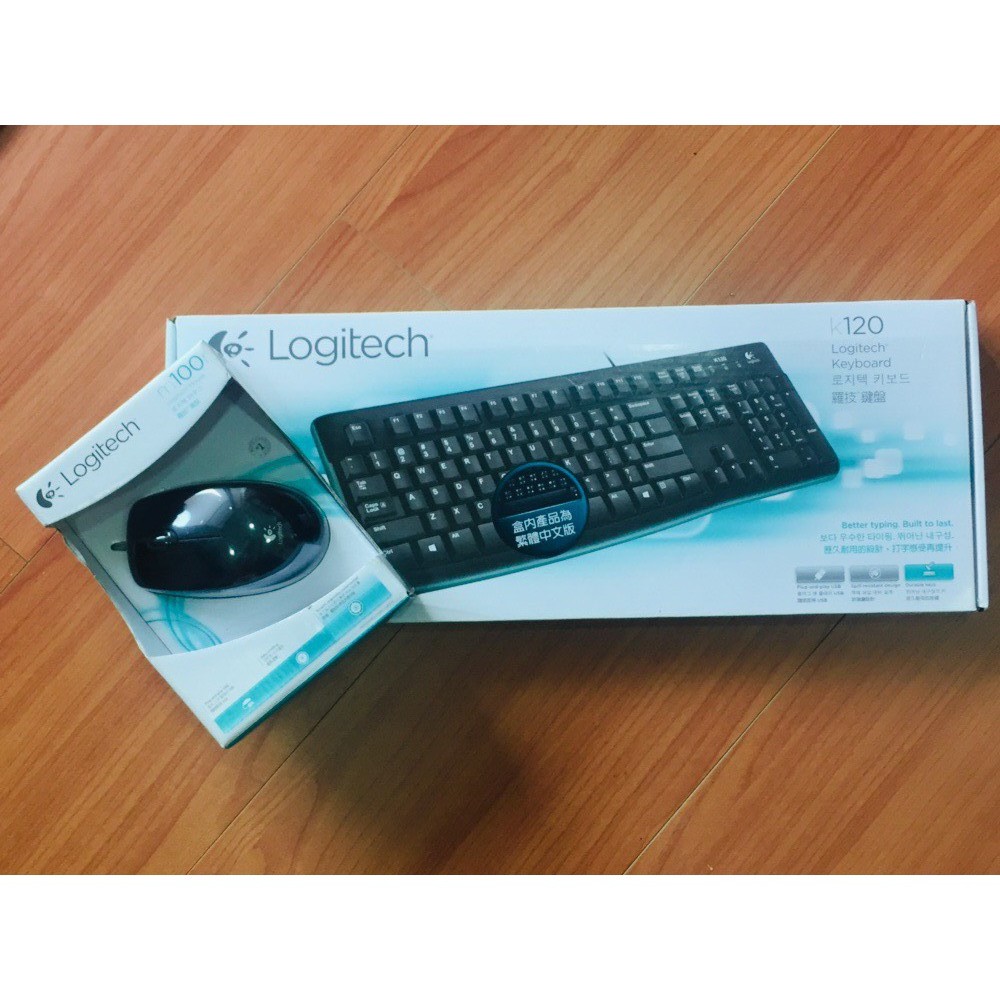 【Logitech 羅技】K120 有線鍵盤 &amp; M100r有線滑鼠USB (黑)
