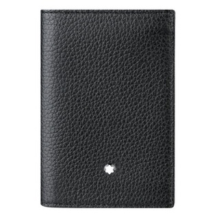 【Penworld】德國 MONT BLANC萬寶龍 113310黑 粒面軟皮雙摺名片夾