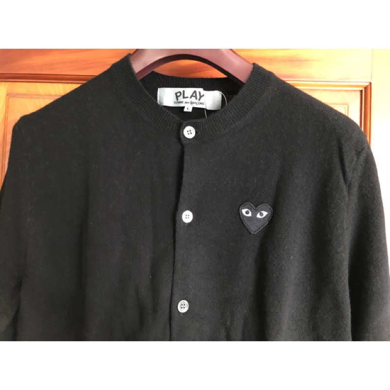 全新日本製青山限定版川久保玲黑色愛心comme Des Garcons Play 黑色毛料針織衫l號 蝦皮購物