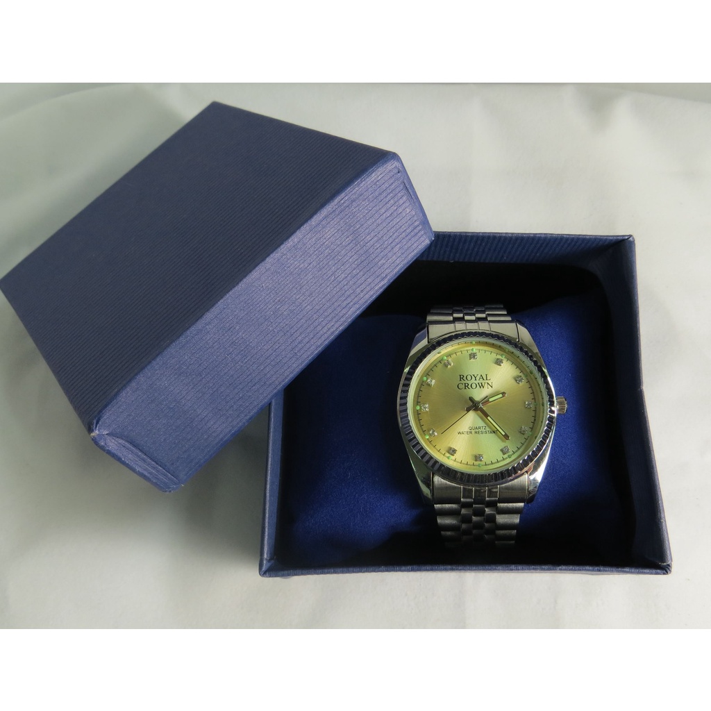 ੈ✿ ROYAL CROWN 皇家皇冠 全鋼 蠔式 淡金色錶面 未使用過如新 男用石英錶 全新日本電池 走時精準