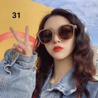太陽眼鏡墨鏡韓版多邊形復古方框茶色墨鏡女網紅圓臉防紫外線遮陽太陽眼鏡 橢圓膠框三色造型墨鏡 超韓氣質膠框大方框墨鏡