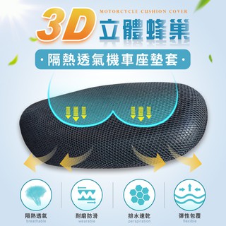 機車族必備！3D蜂巢立體大孔 【隔熱防潮排水 機車/電動車座墊】彈性高透氣椅墊 現貨 涼墊 防曬墊 散熱墊 電動車適用